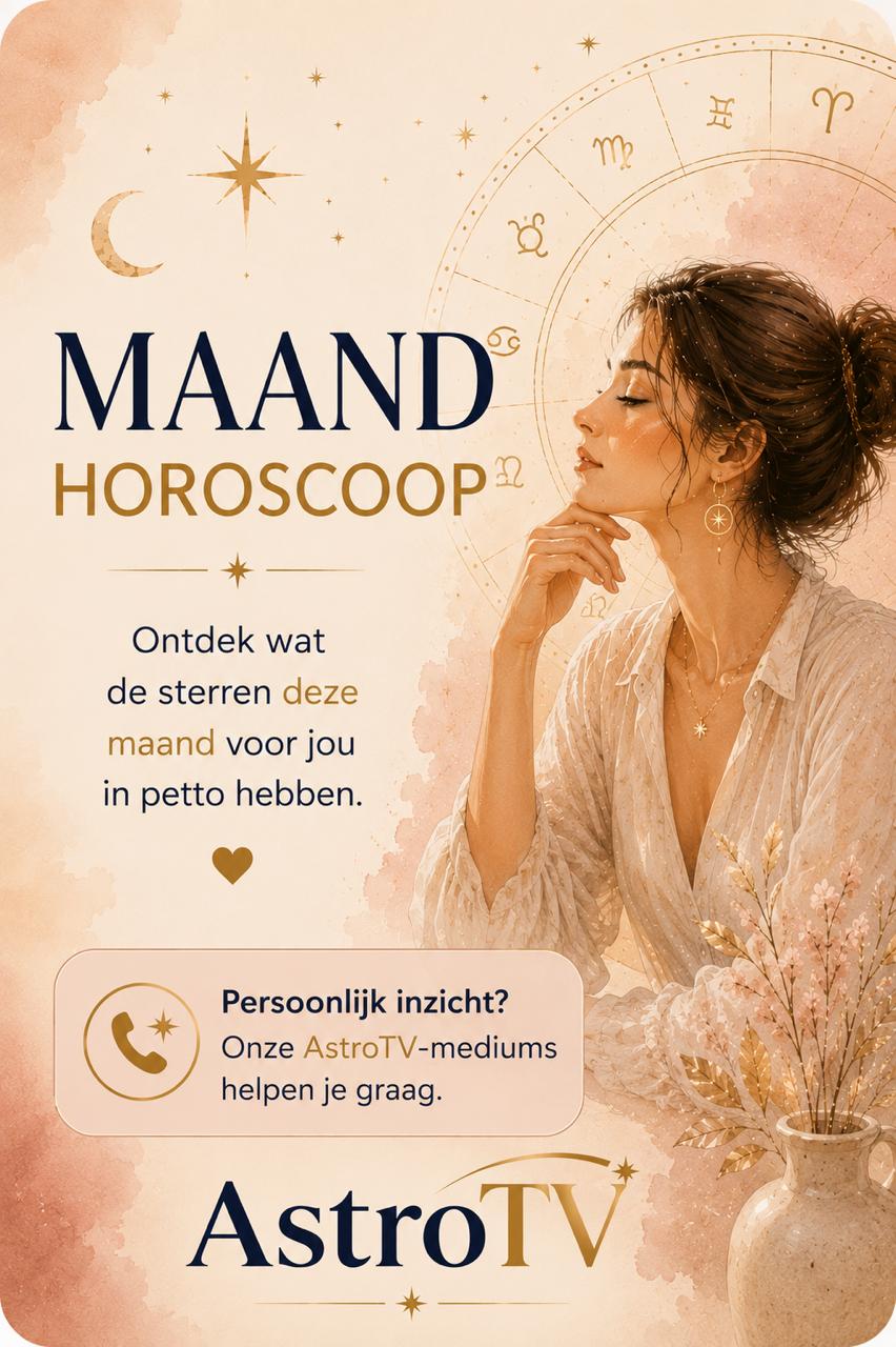 Maandhoroscoop overzicht met sterrenbeelden en groter astrologisch patroon