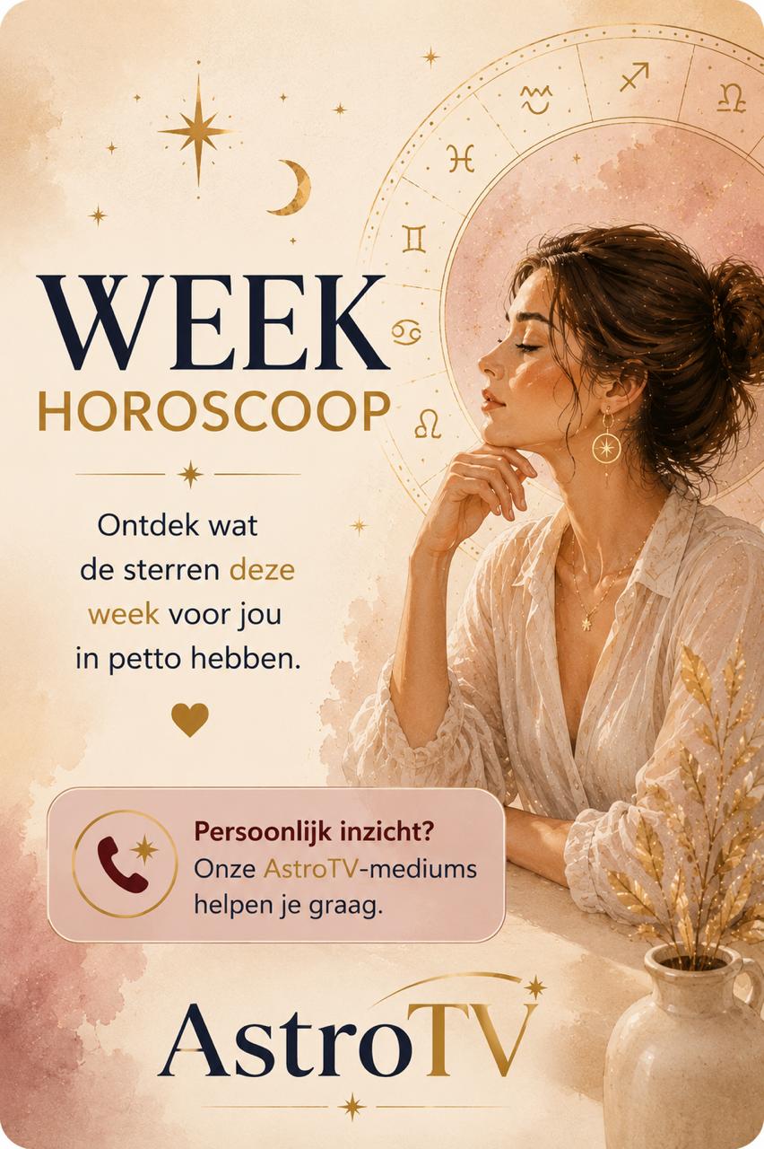 Weekhoroscoop overzicht met sterrenbeelden en grotere weeklijn